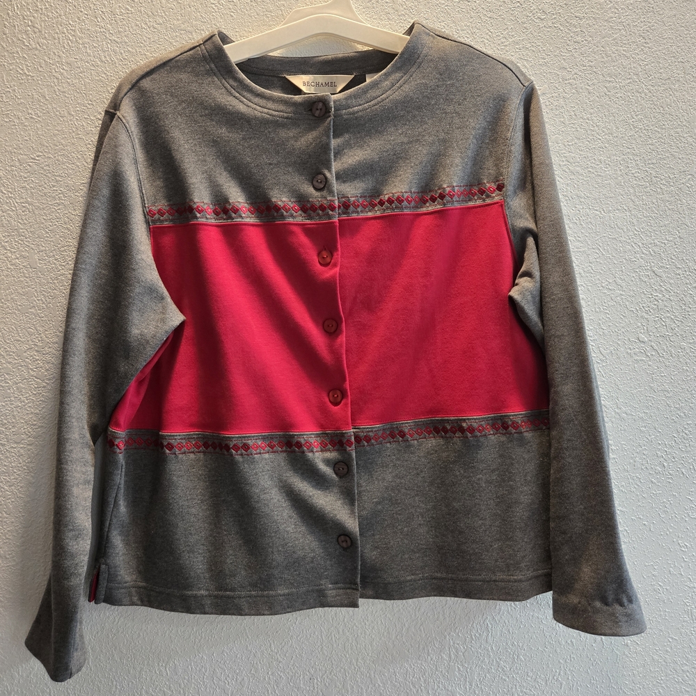 Bechamel Gray and Red Button Down‎ Shirt